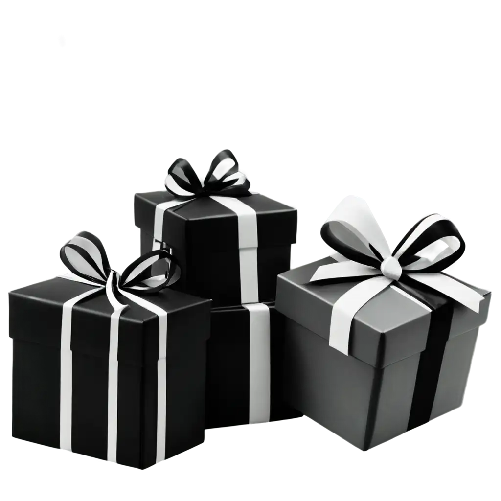 Black-and-White-Gifts-PNG-Image-Perfect-for-Elegant-HighQuality-Design-Projects