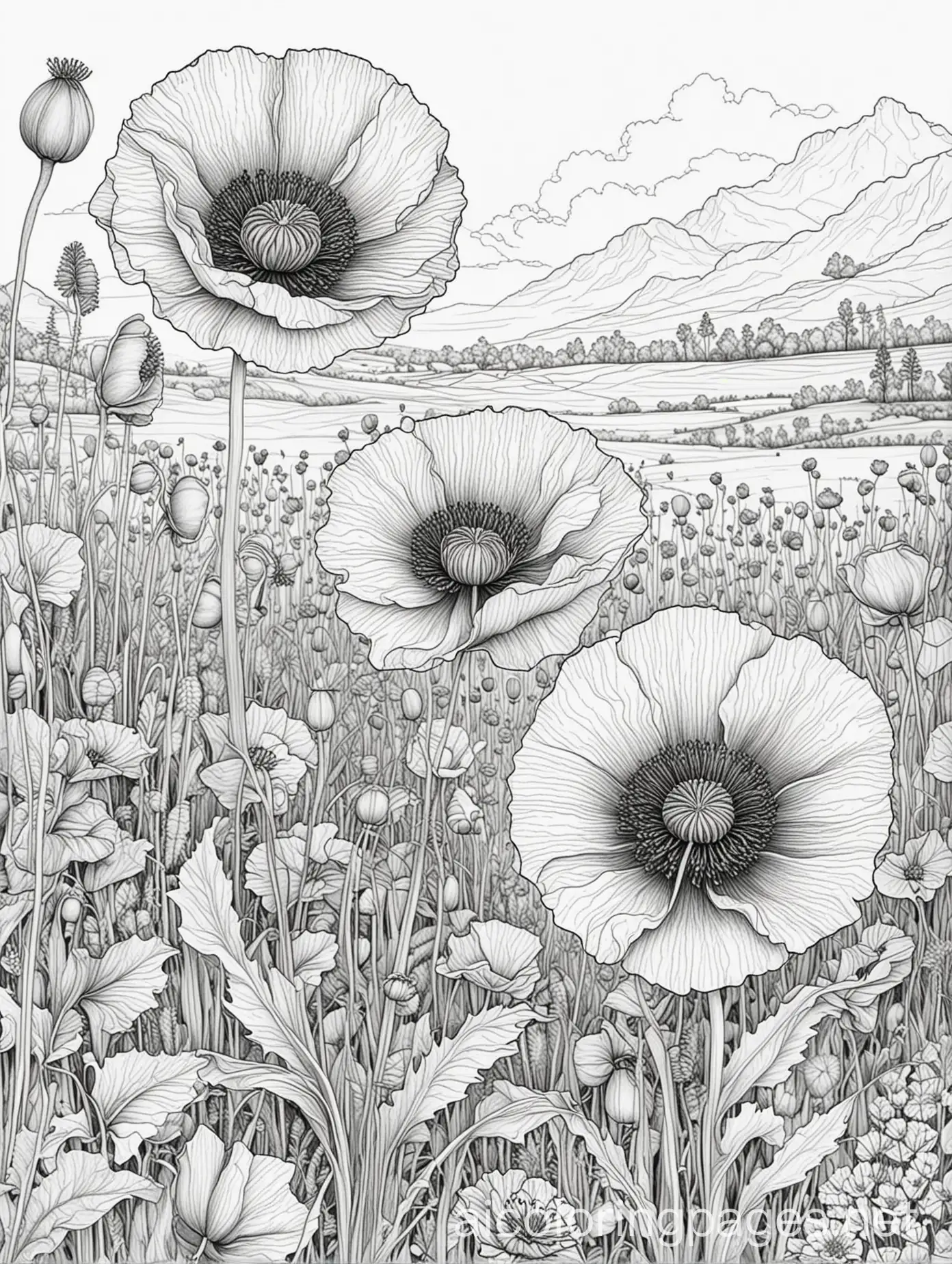 Red-Poppies-Coloring-Page-for-Children