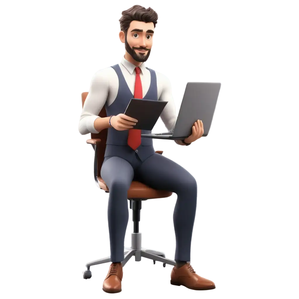 3D-PNG-Illustration-of-a-Smart-Handsome-Accountant-Working-for-His-Client