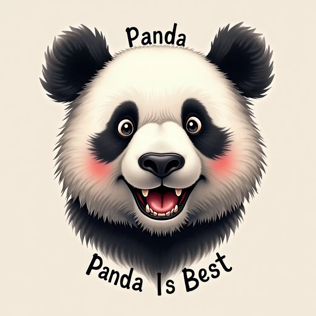 Happy-Panda-Head-Tattoo-Design-with-Panda-Is-Best-Text