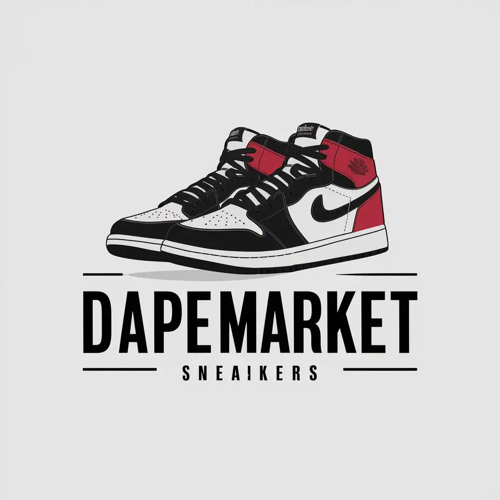 a vector logo design,with the text "DAPEMARKET", main symbol:Sneakers,Moderate,be used in Shoes industry,clear background