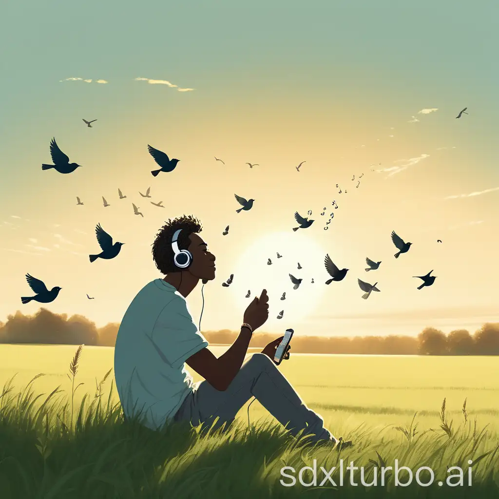 Relaxed-Man-Enjoying-Music-in-a-Sunlit-Meadow