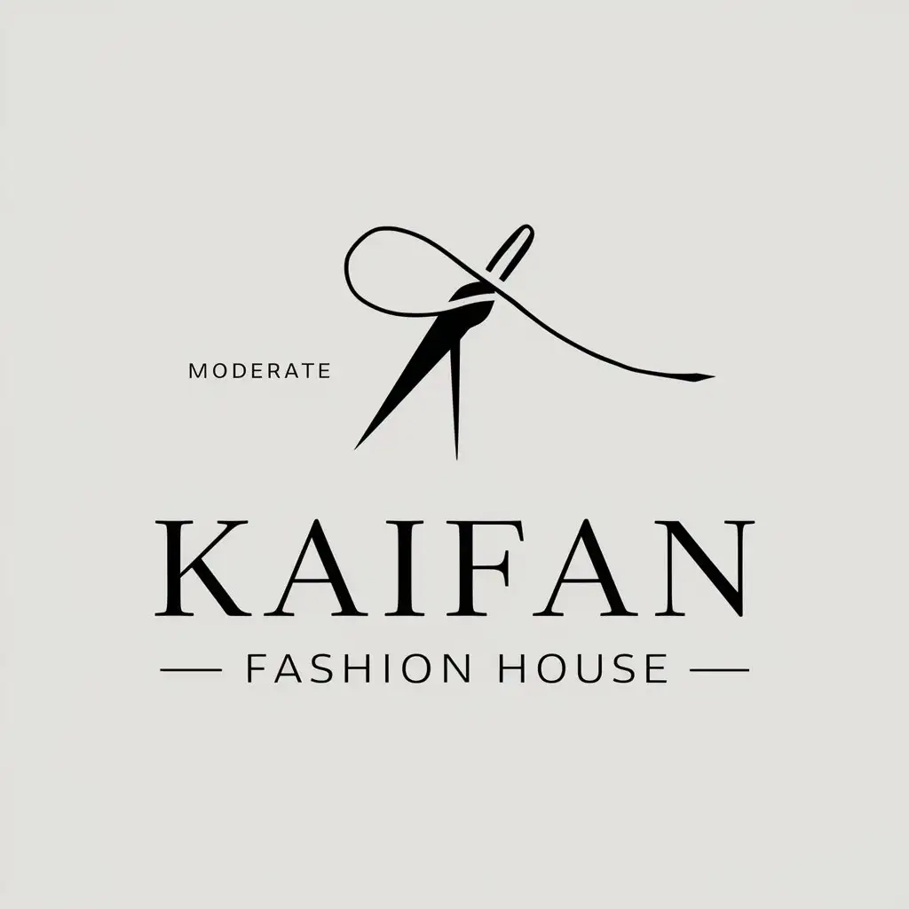 a vector logo design,with the text "Kaifan Fashion House", main symbol:needle and thread,Moderate,clear background