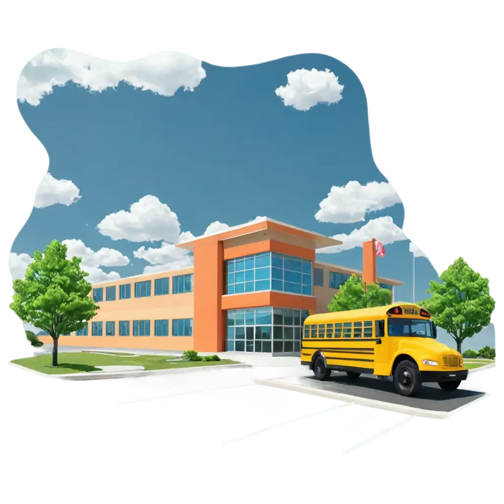 Vibrant-and-Cheerful-SchoolThemed-PNG-Image-with-Playground-School-Bus-and-Flag