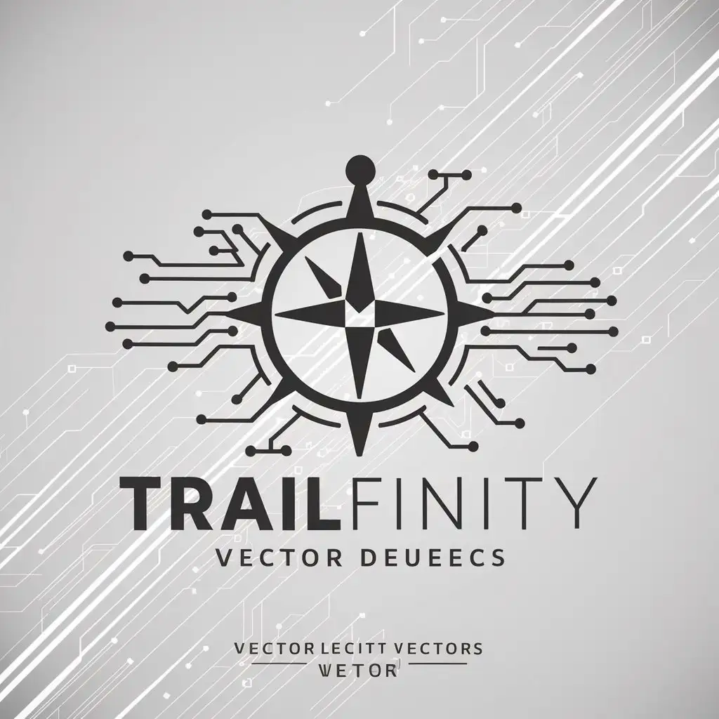 LOGO Design for TrailFinity Compass Neural Network Etched Circuit Chain of Thought Theme