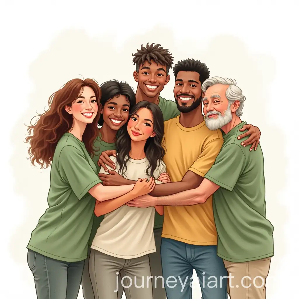 Diverse-Group-of-People-in-Green-Shirts-EmbrAI-Image-Prompt-Expansionacing-with-Hopeful-Expressions