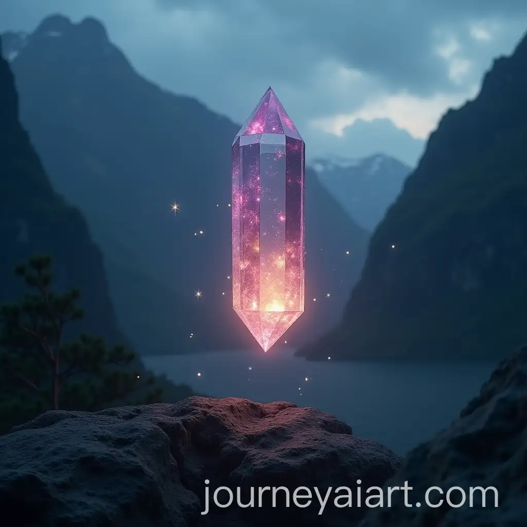 Magical-Crystal-Glowing-with-Dark-Energy-in-Mountainous-Landscape