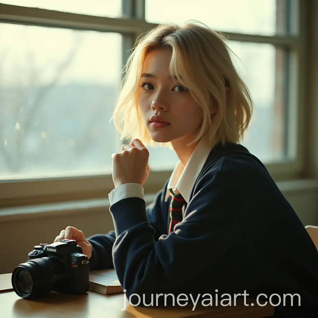 Teen-Kpop-Idol-in-School-Uniform-with-Camera-by-the-Window
