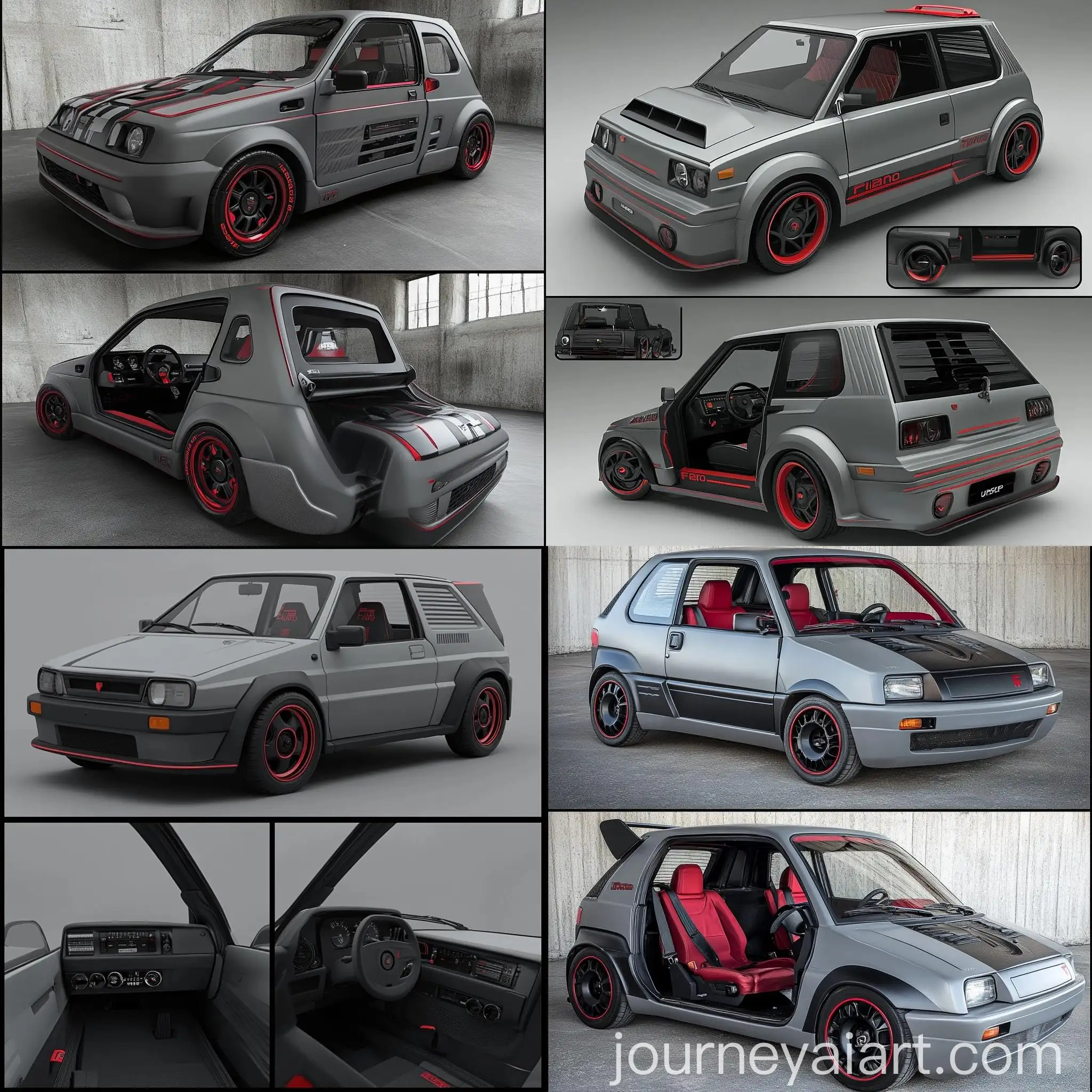 Custom-Gray-and-Red-Fiat-Uno-SCR-1994-Tuning-with-Interior-Views