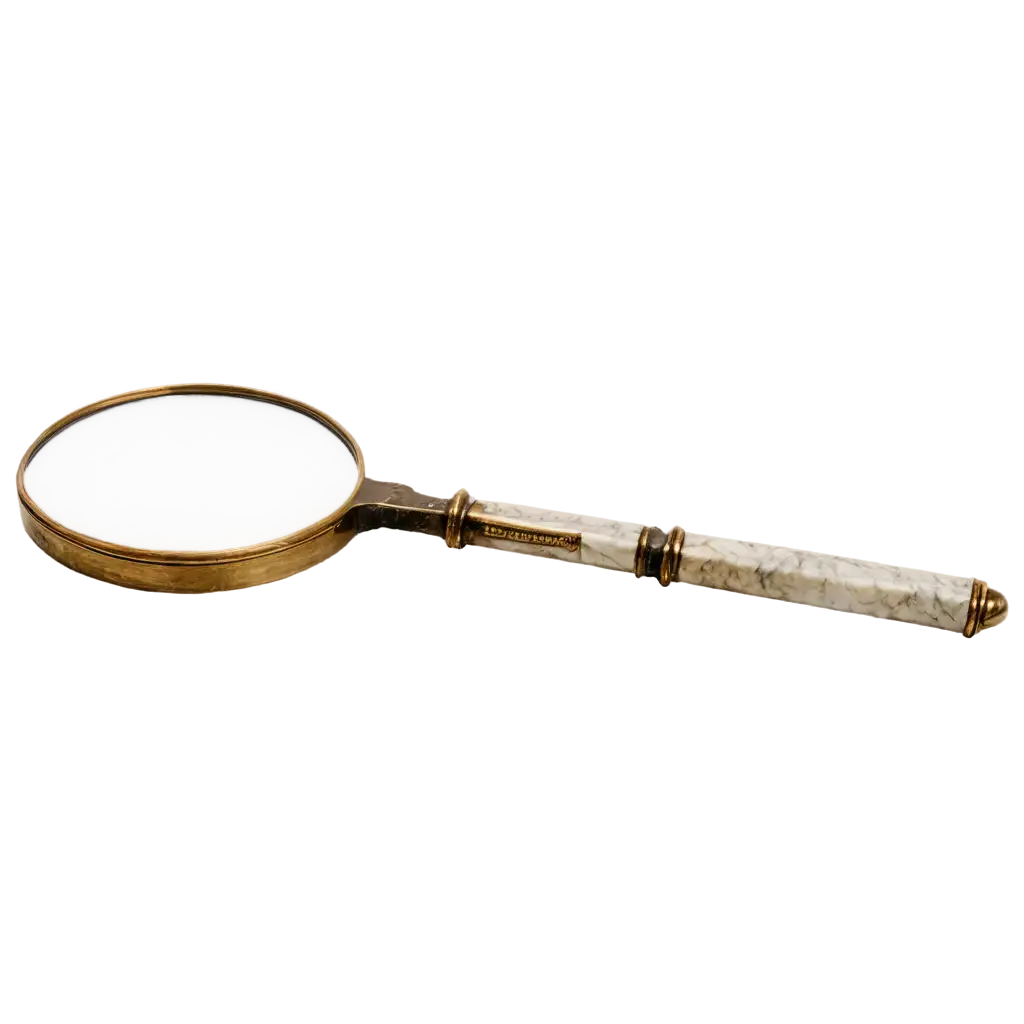 HighQuality-PNG-Image-of-an-Old-Brass-Magnifier-with-Marble-Inserts-on-Handle-Top-View