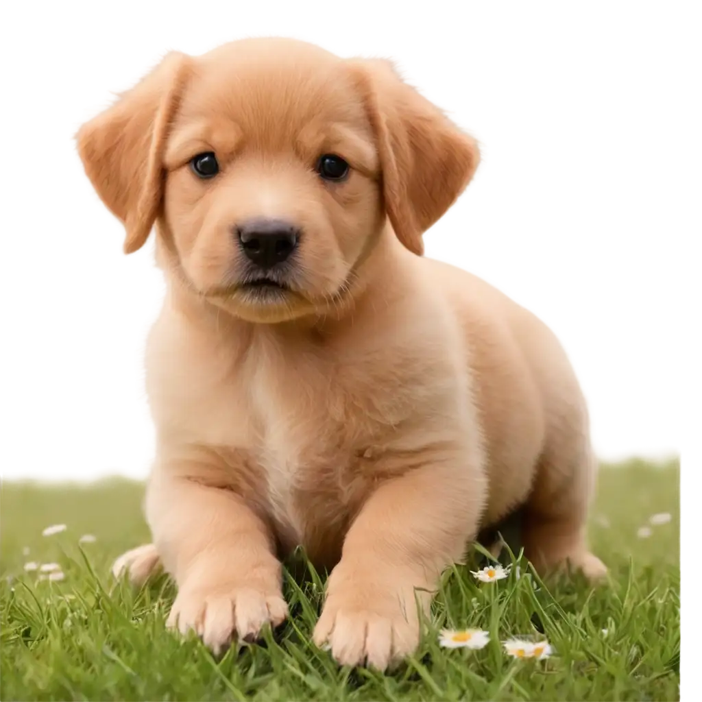 Cute-Puppy-Dog-Lying-in-a-Sunny-Meadow-Landscape-PNG-Image-High-Quality-Versatile-for-Multiple-Uses