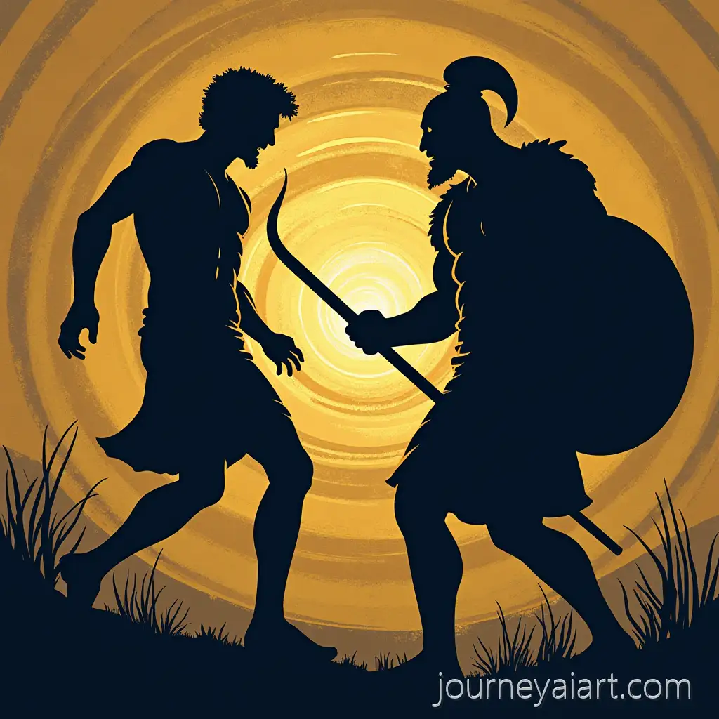 Silhouette-of-David-Fighting-Goliath-with-Bold-Physics-Text-in-Navy-and-Gold