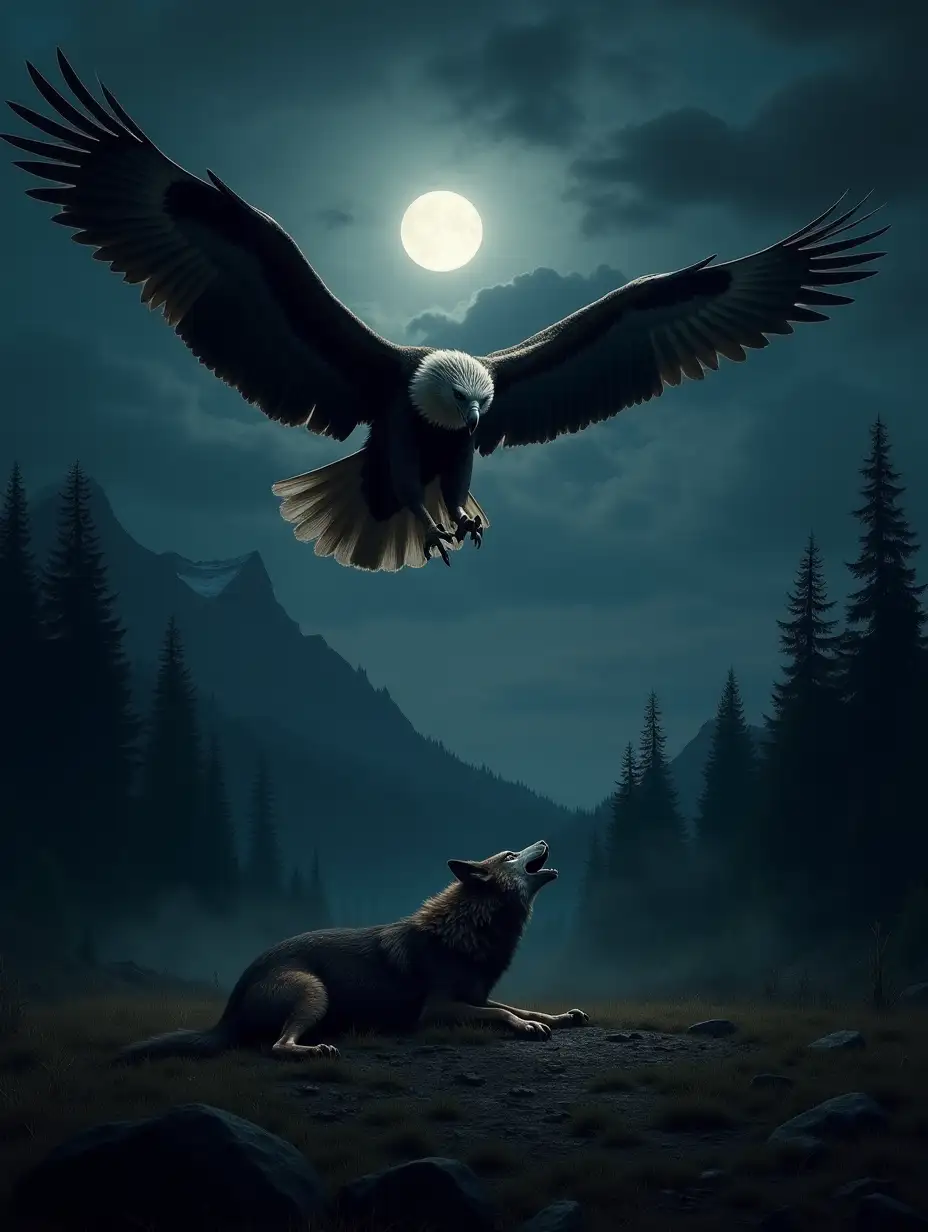 Epic-Battle-Between-Wolf-and-Imperial-Eagle-Under-Full-Moon-in-a-Mountain-Valley