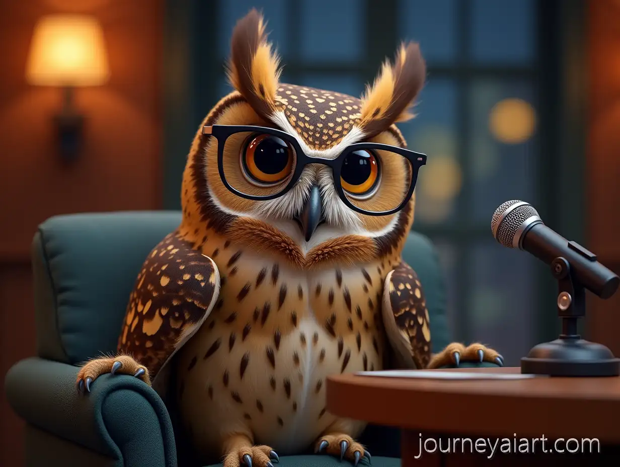Wise-Old-Owl-Wearing-Glasses-Hosting-a-Talk-Show-in-a-Studio