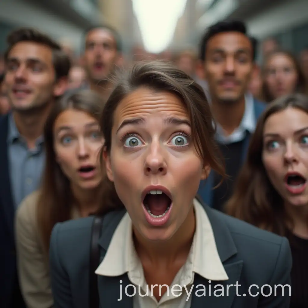 Astonished-Passersby-in-Mixed-Attire-with-Blurred-Background