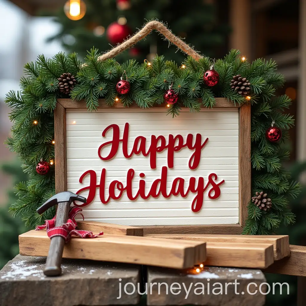 HolidayThemed-Retail-Sign-Board-with-Carpentry-and-Renovation-Elements