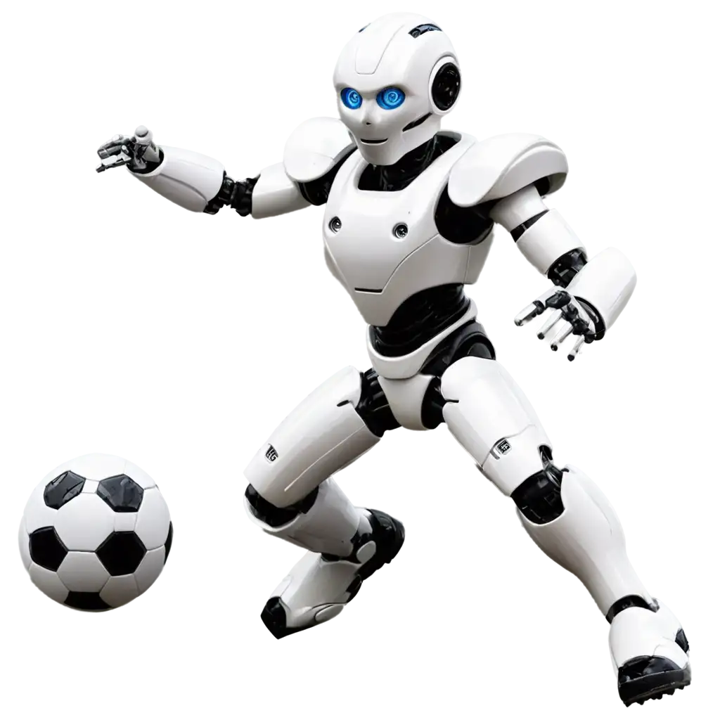 Dynamic-Robot-Playing-Football-PNG-for-Enhanced-Digital-Visuals