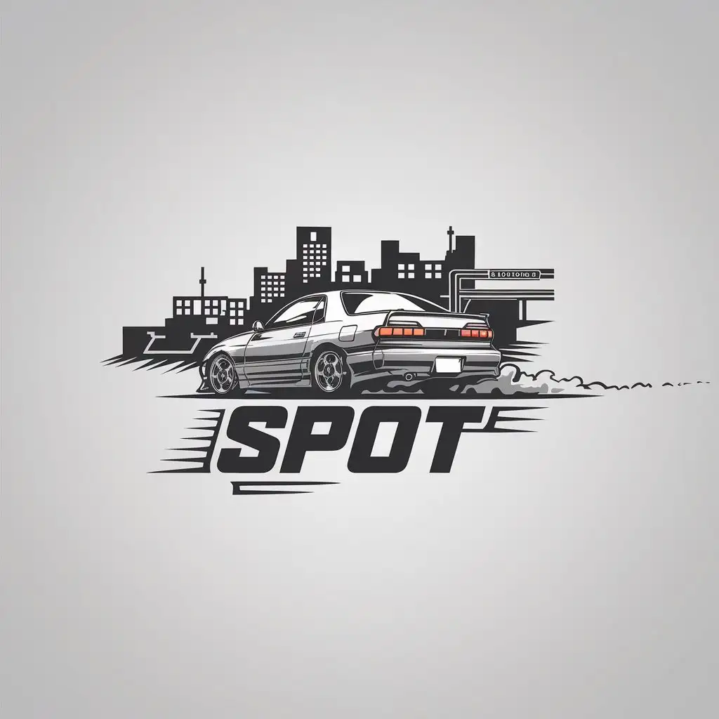 LOGO Design for Automotive Industry Minimalistic Japanese Car Symbol with Drift and Burnout Theme