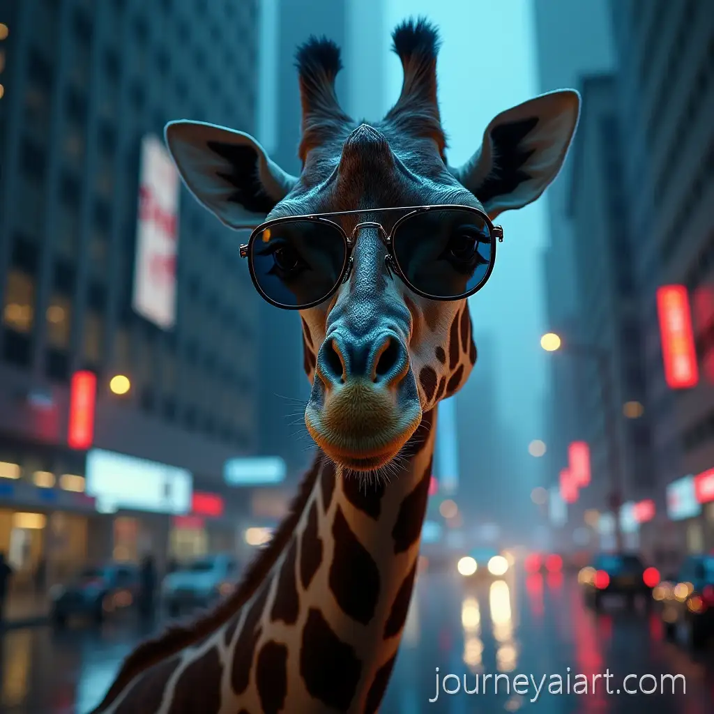 Giraffe-in-Sunglasses-WalkingAI-Image-Prompt-Expansion-Through-a-Cyberpunk-City-at-Night