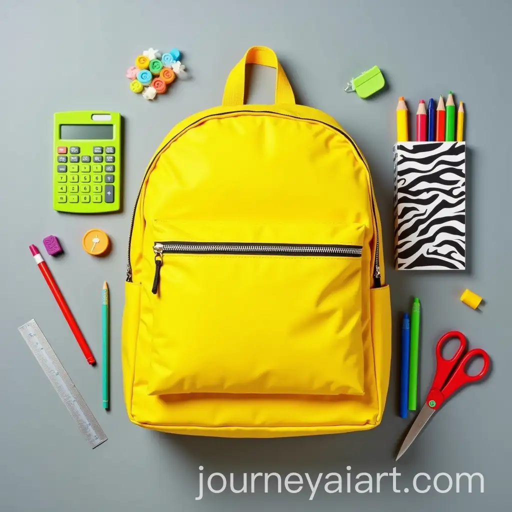 Bright-Yellow-Backpack-with-School-Supplies-and-Stationery-for-Back-to-School