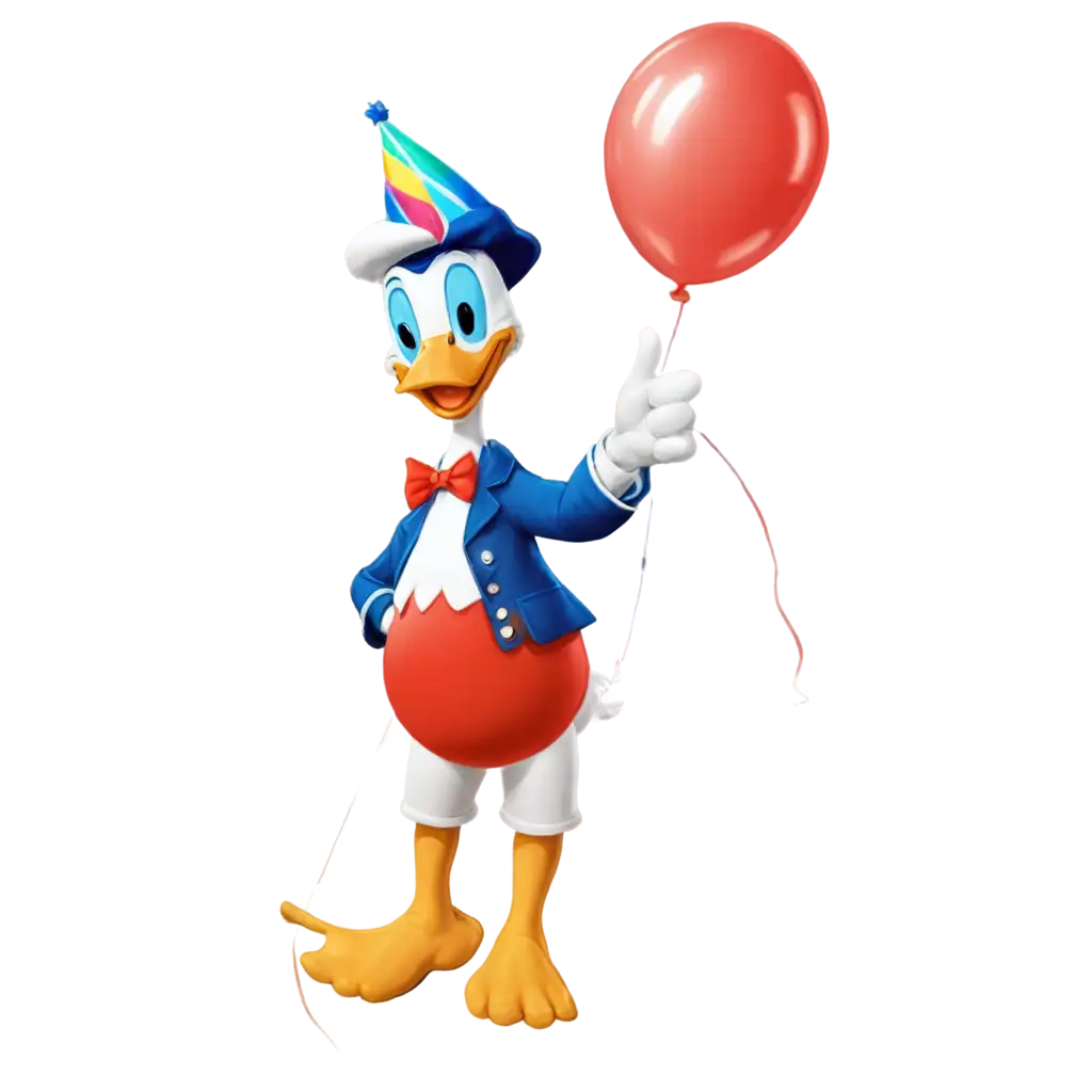 Donald-Duck-PNG-with-Birthday-Cap-Holding-Balloons-HighQuality-Image-for-Various-Uses