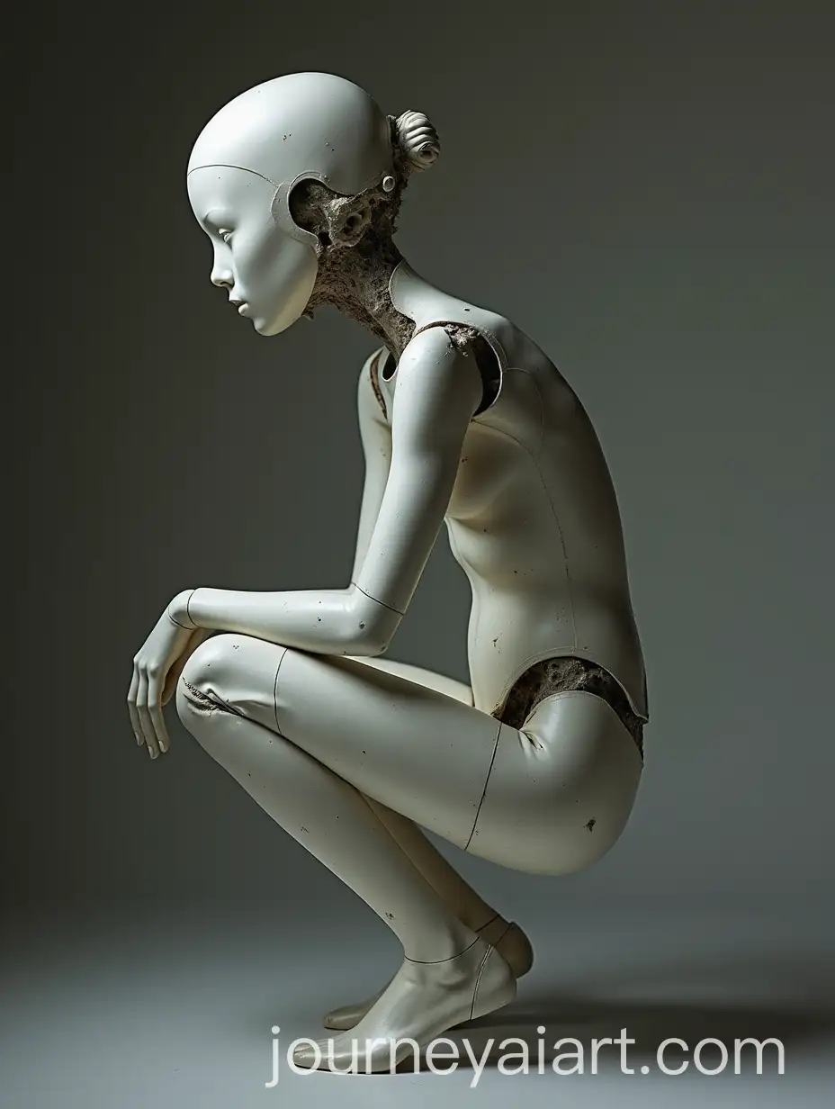 Hauntingly-Beautiful-Mannequin-Girl-Crouching-in-a-Dystopian-World