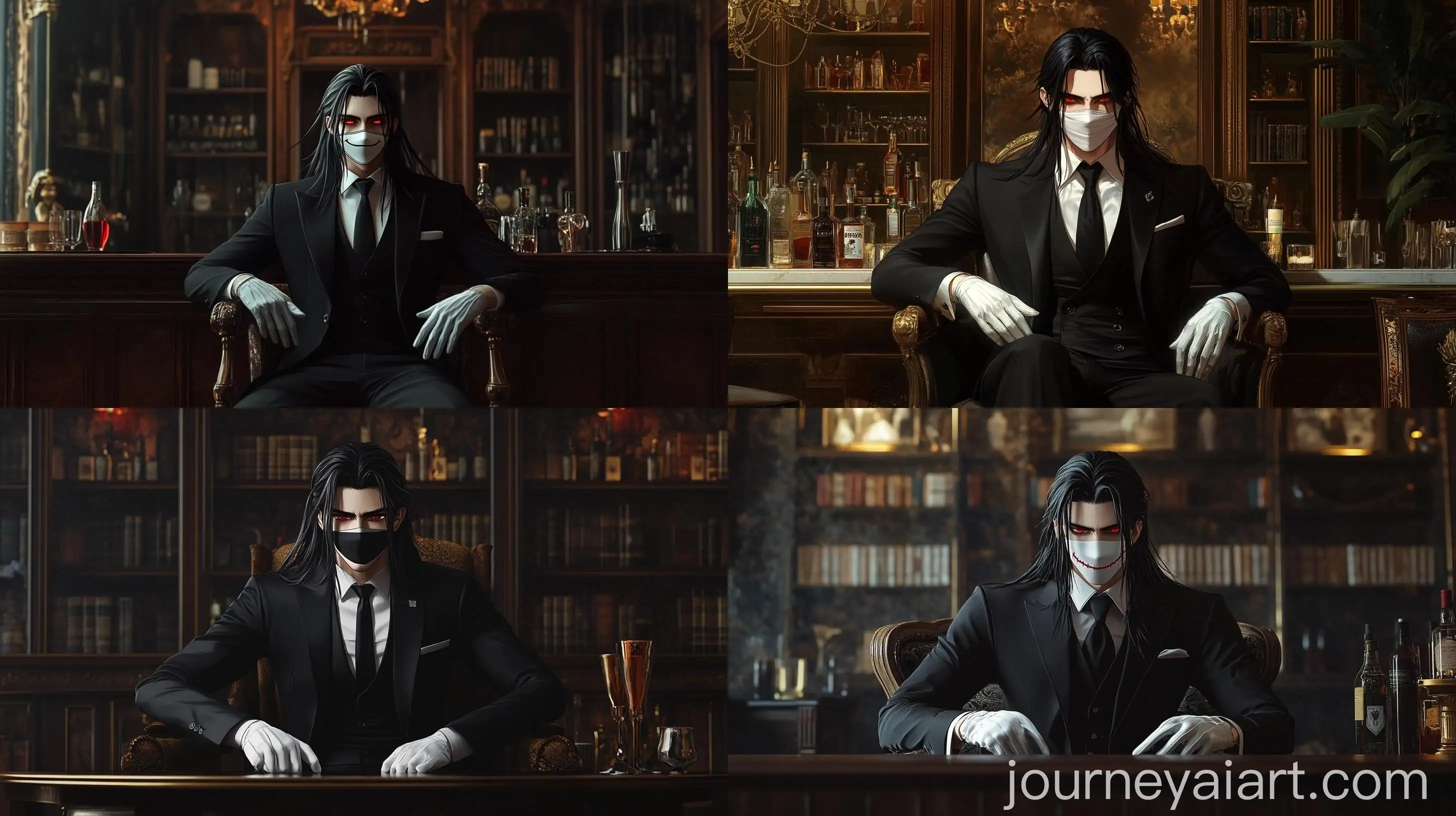 Elegant-Gentleman-with-Smile-Mask-in-Luxurious-Library-Setting