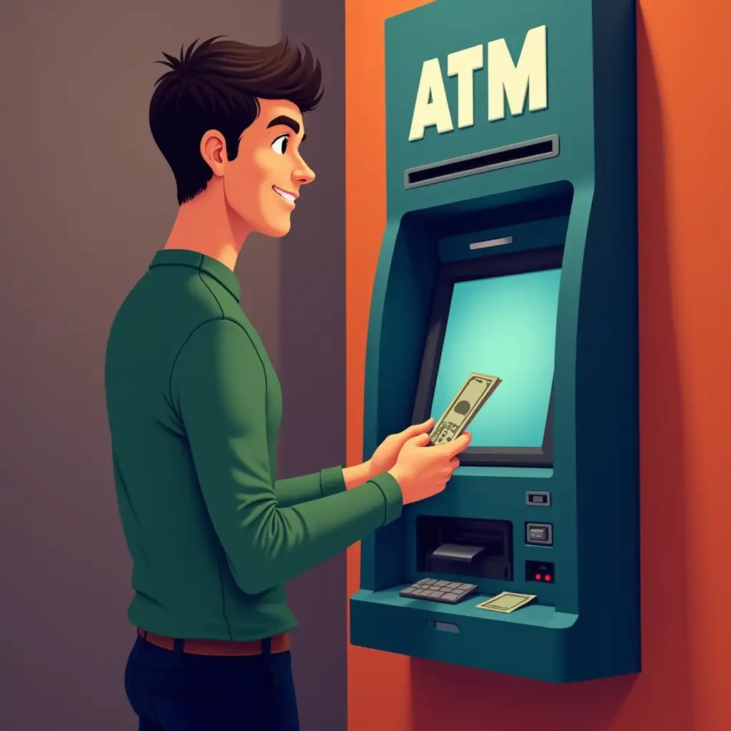 Create person withdraw cash from ATM machine