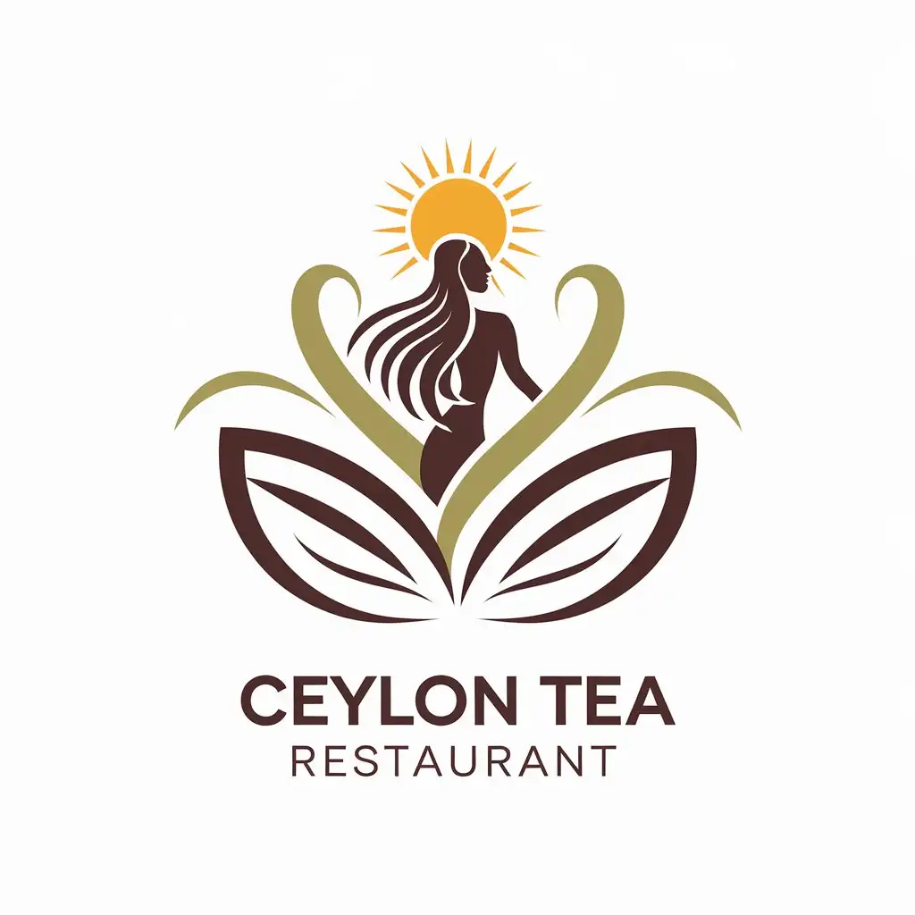 LOGO Design for Ceyloni Tea Minimalistic Flower Women and Sun Symbolism for Restaurant Industry