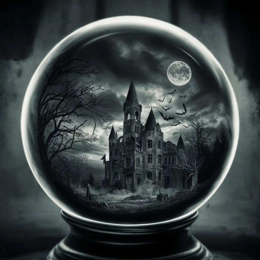 Creepy Gothic Scene Inside Crystal Ball