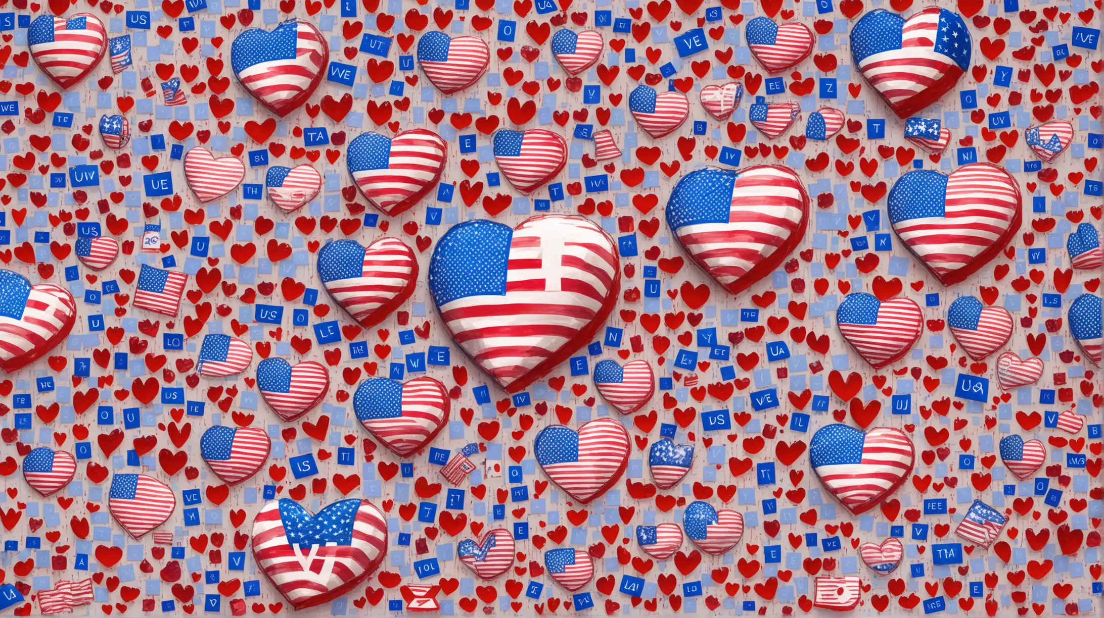 USA Elections Montage with Symbols of Love