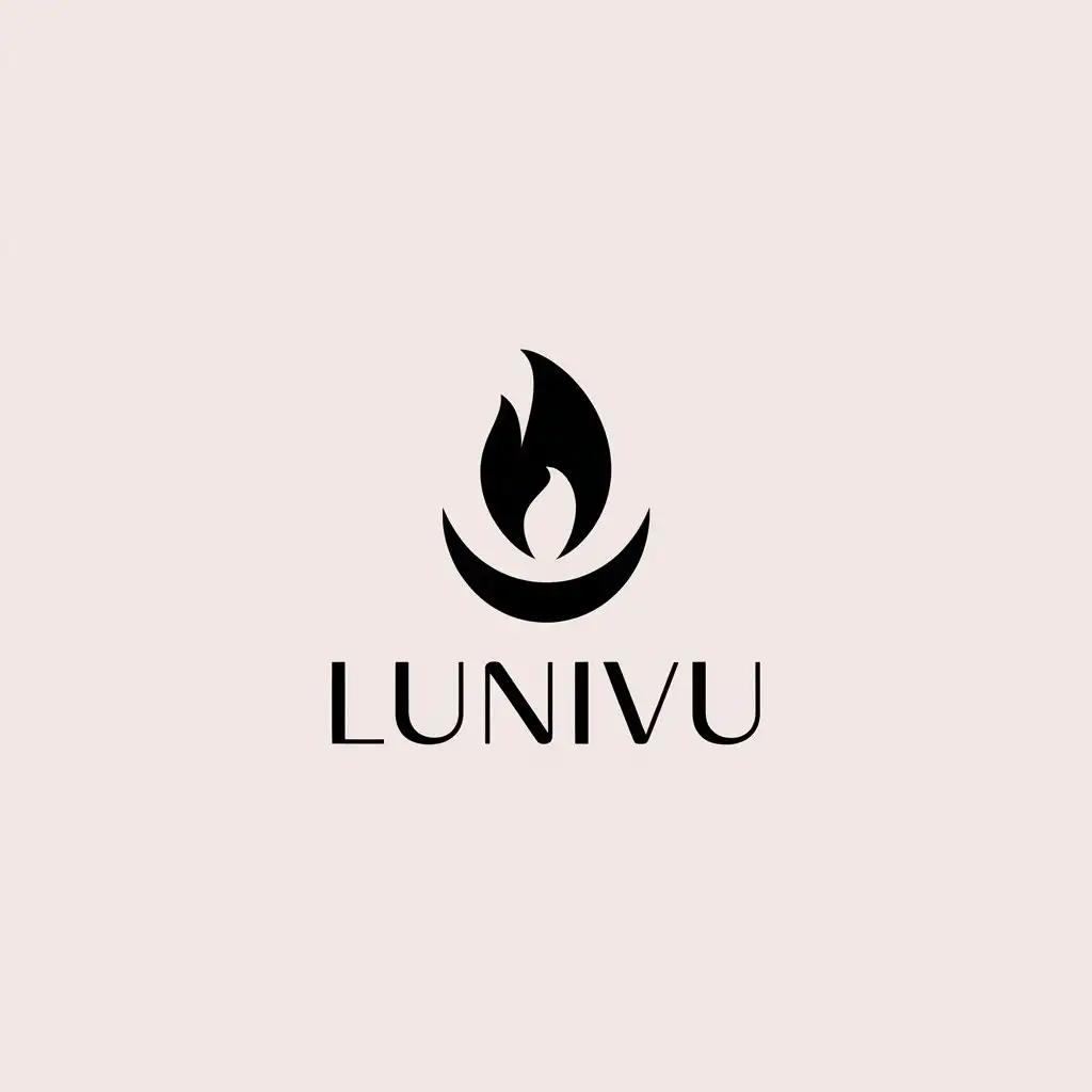 LOGO Design for LUNIVU Luna Flame Symbol with Minimalistic Style for Beauty Spa Industry