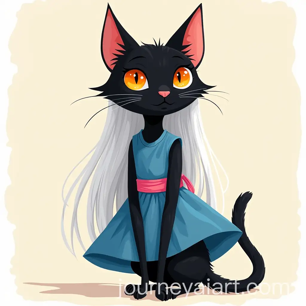 Eccentric-Black-Cat-Fashionista-in-Blue-Dress