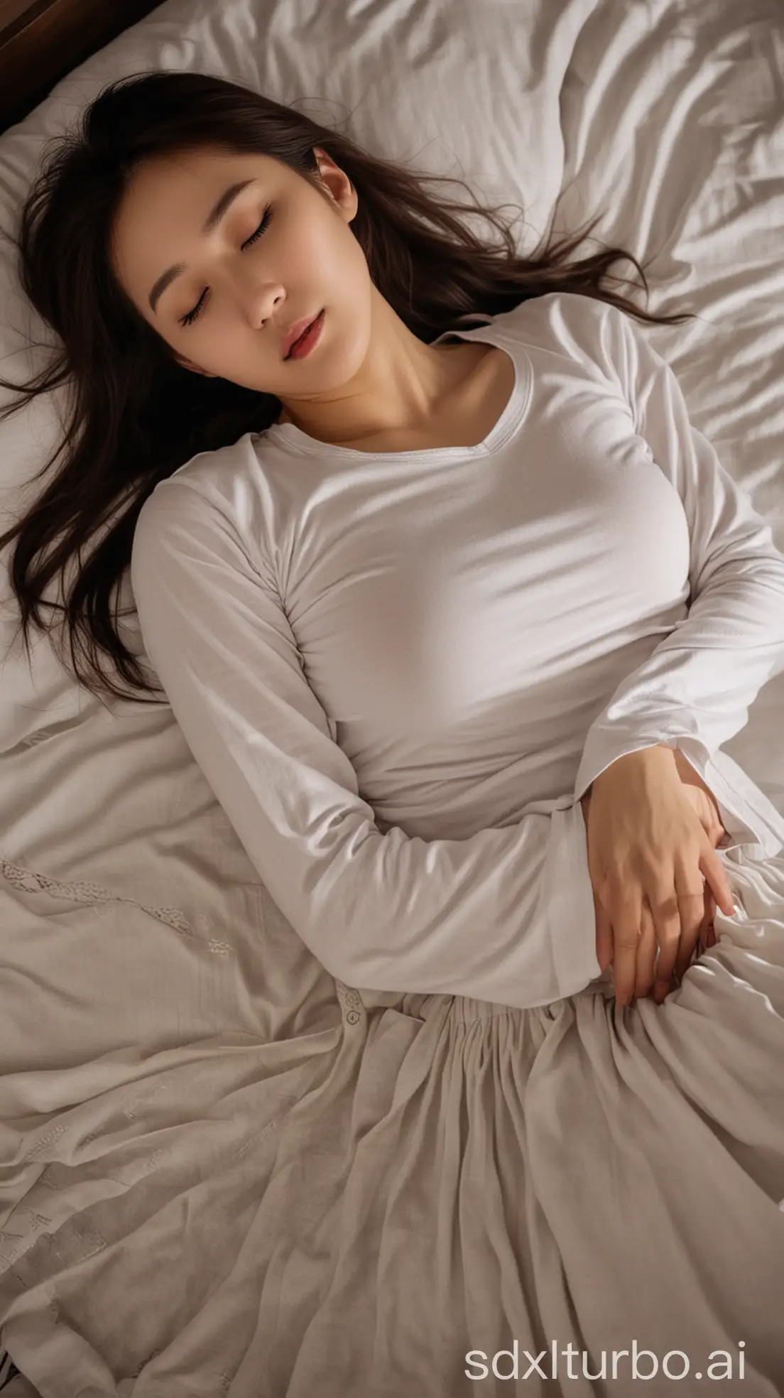 Chinese-Woman-Zhao-Lusi-Sleeping-in-Winter-Night-Outfit