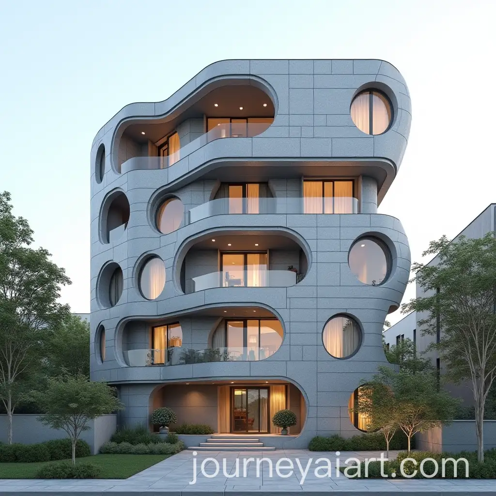 Modern-5Story-Residential-Facade-with-Gray-Marble-Bricks