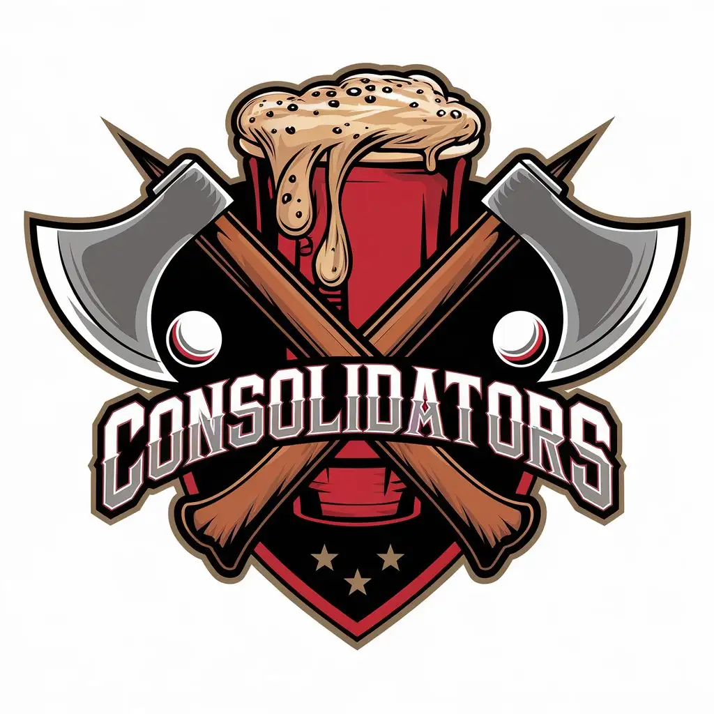 LOGO Design for Consolidators Tribal Style Axes with Ping Pong Balls and Beer Pong Cup