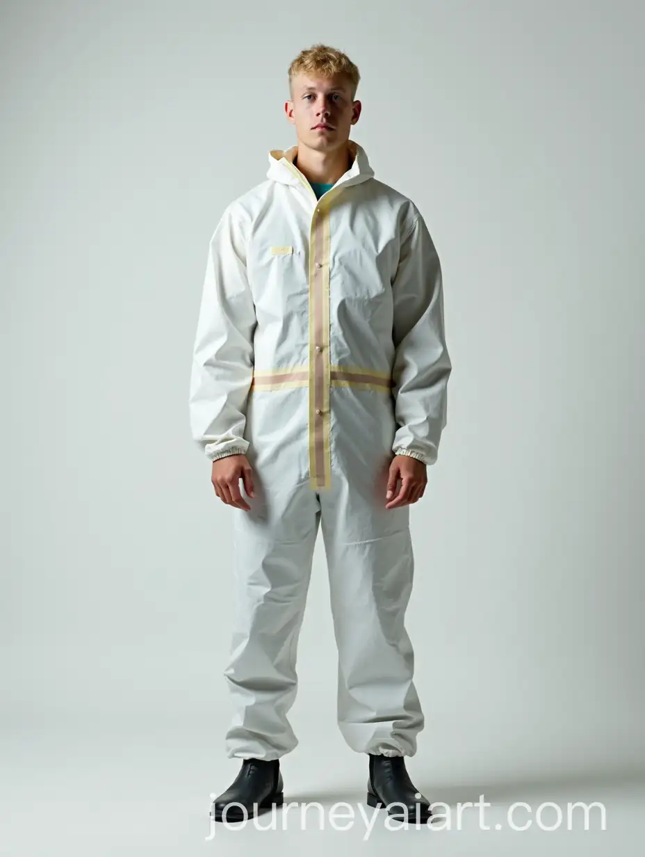 Brainwashed-Male-in-Personal-Protective-Coverall-with-Seam-Tape