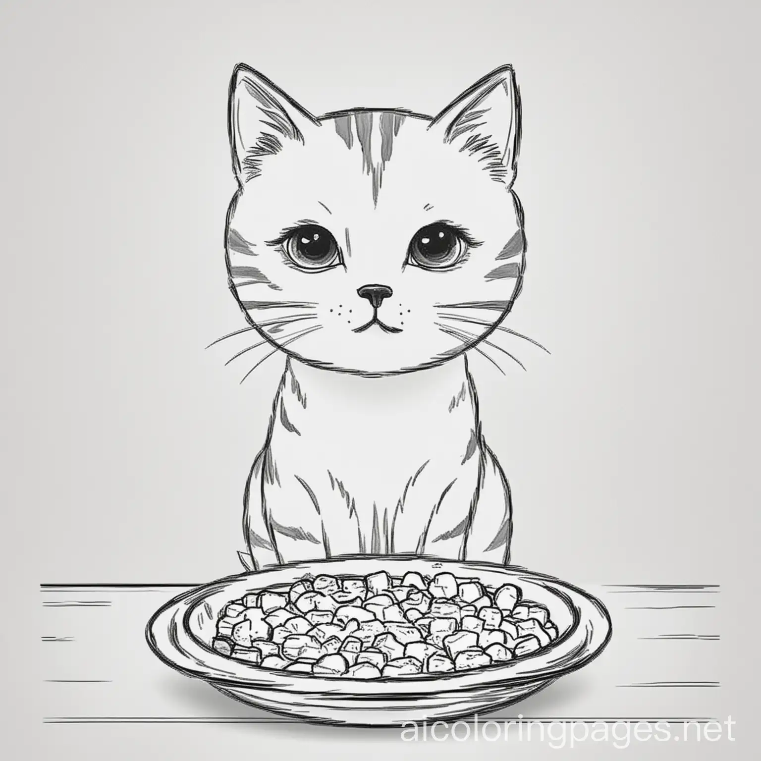 Contemplative-Cat-Coloring-Page-Black-and-White-Line-Art