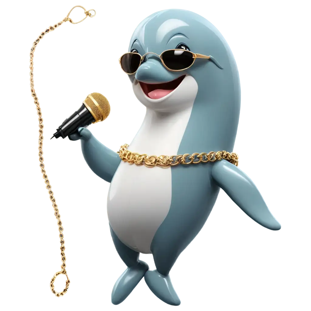 PNG-Image-Dolphin-Singing-with-Microphone-Sunglasses-and-Gold-Chain