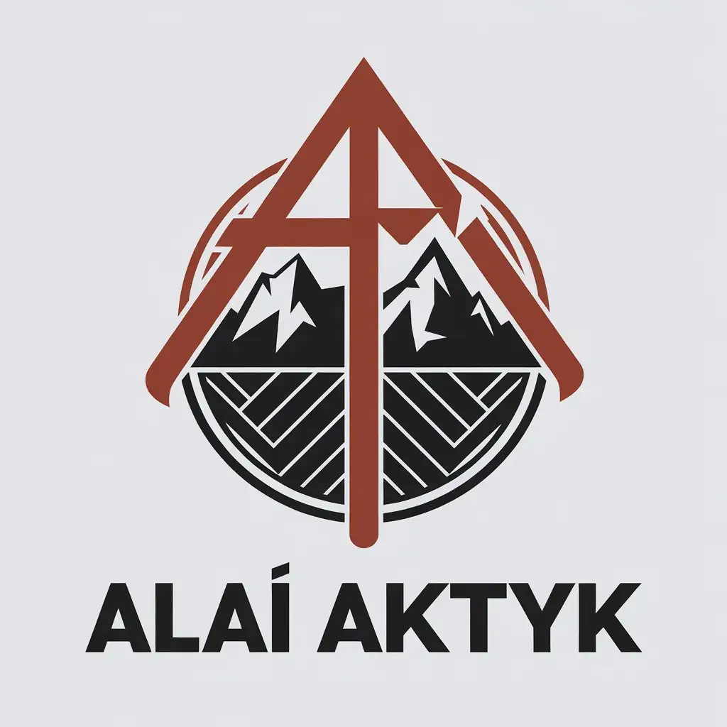 a vector logo design,with the text "Alai Aktyk", main symbol:Tengrianism, runes, mountains,Moderate,be used in Agribusiness industry,clear background