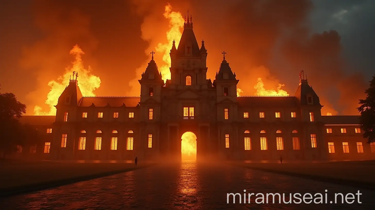 The Burning Bastille Palace During the French Revolution