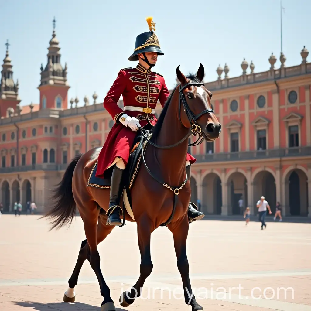 Civil-Guard-Galloping-on-Horseback-in-Sevilles-Plaza-de-Espaa