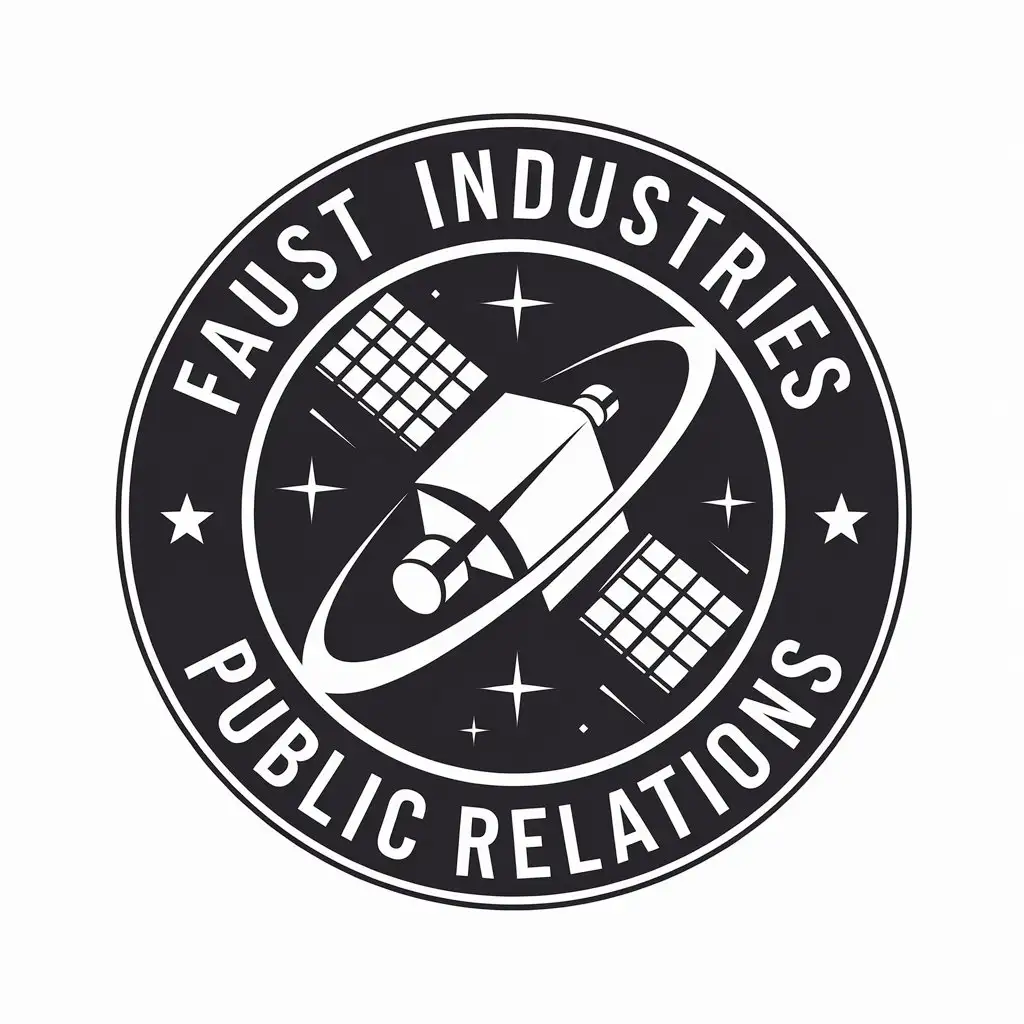 LOGO Design for Faust Industries Public Relations Satellite Icon for Technology Industry