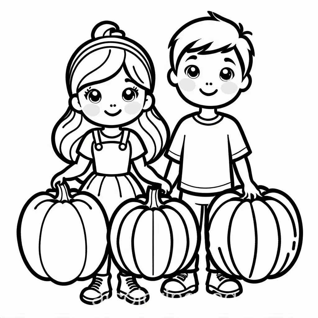 Children-Enjoying-Autumn-with-a-Pumpkin-Coloring-Page