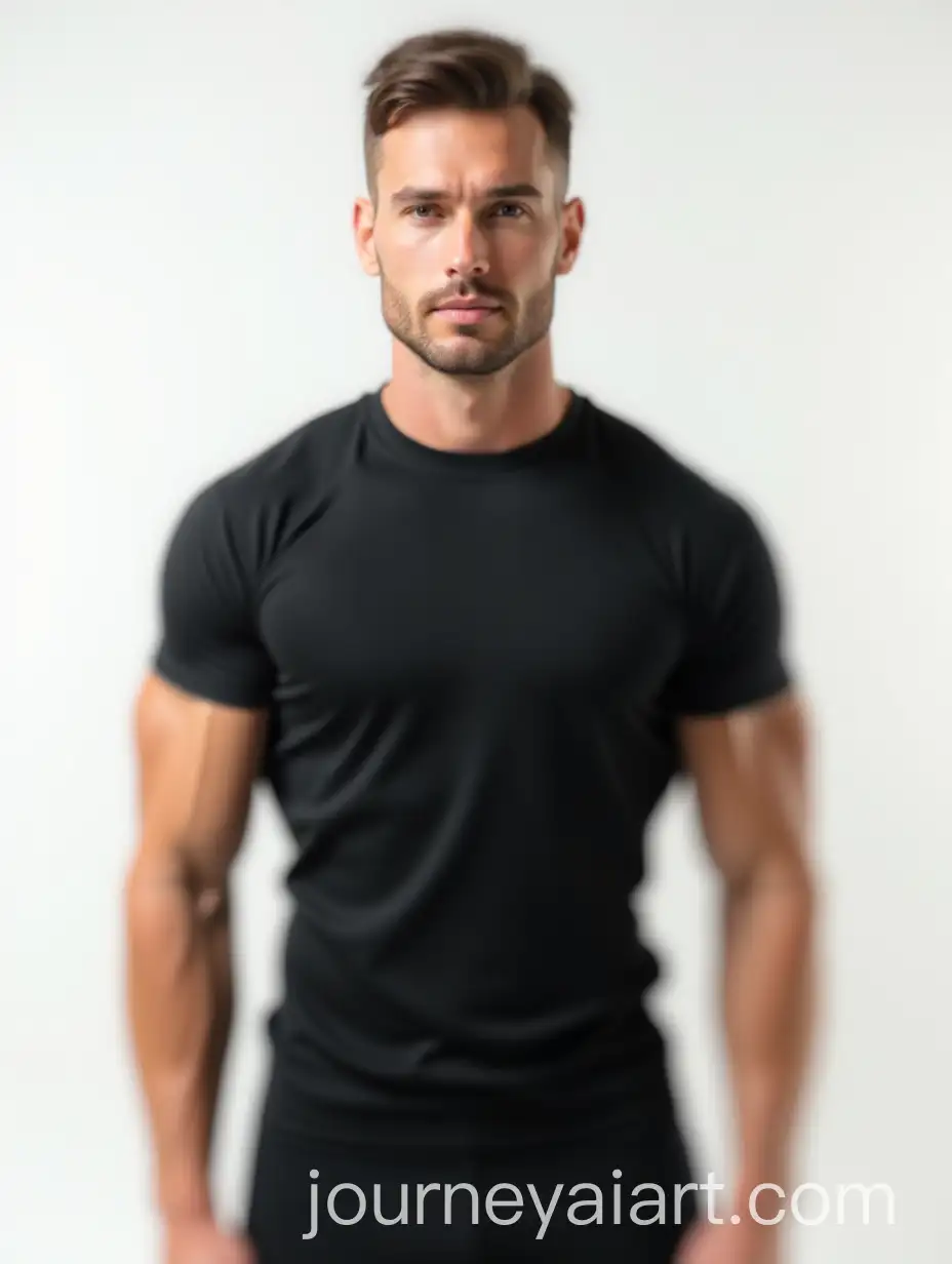 Realistic-Male-Model-in-Black-Athletic-TShirt-with-CleanShaven-Look