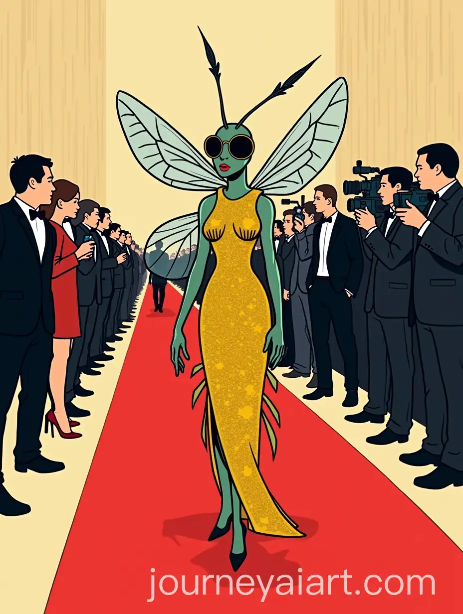 Insects-Attending-the-Met-Gala-Red-Carpet-as-Celebrities-with-Press-Coverage