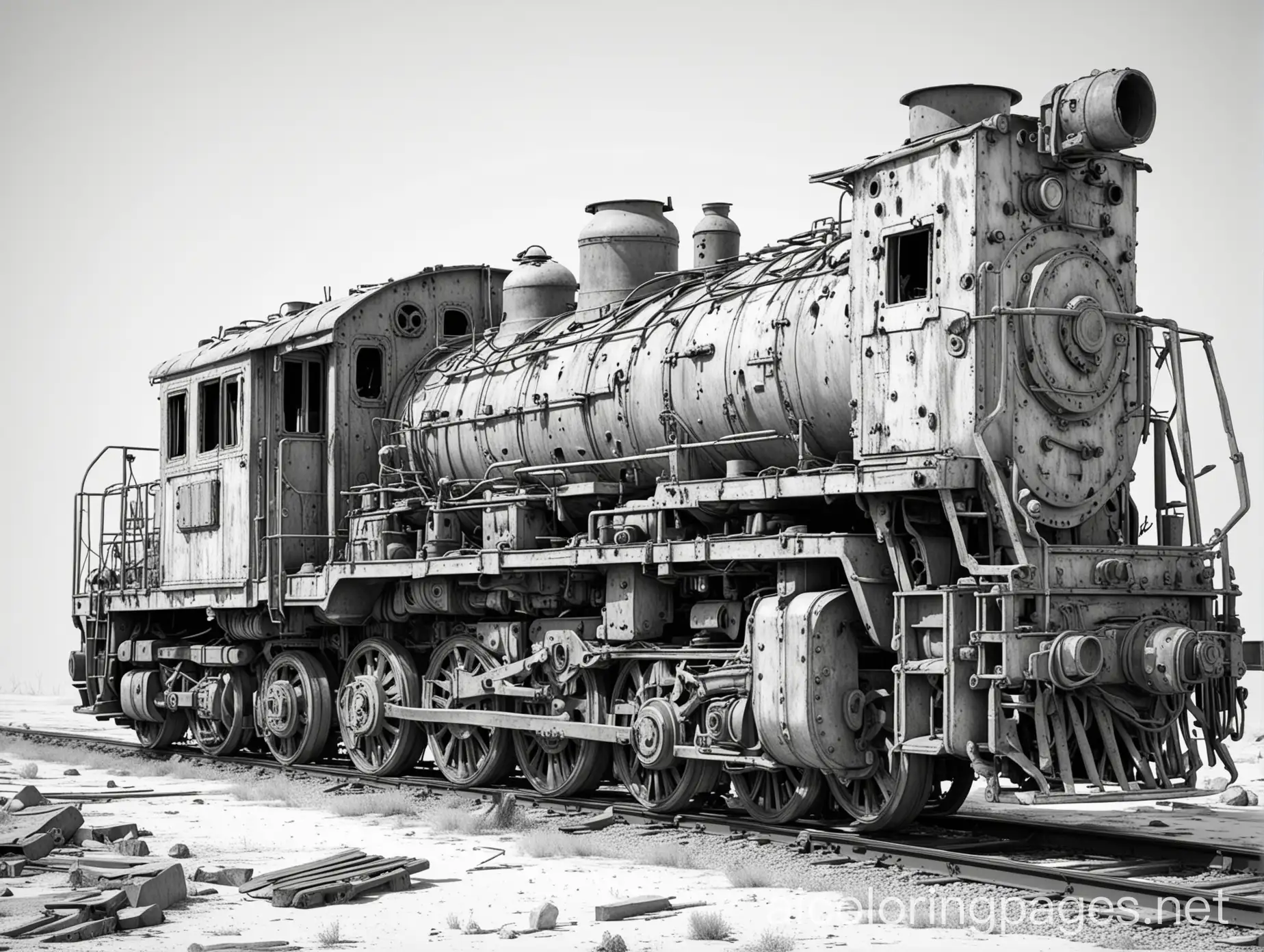 PostApocalyptic-Ruined-Locomotive-Coloring-Page