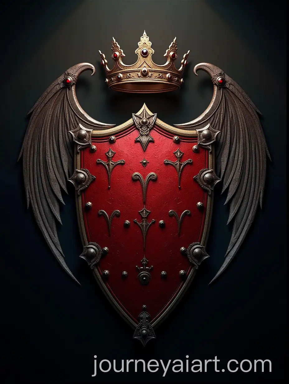 Gothic-Vampire-Warrior-Clan-Coat-of-Arms-with-BloodRed-Shield-and-Golden-Crown