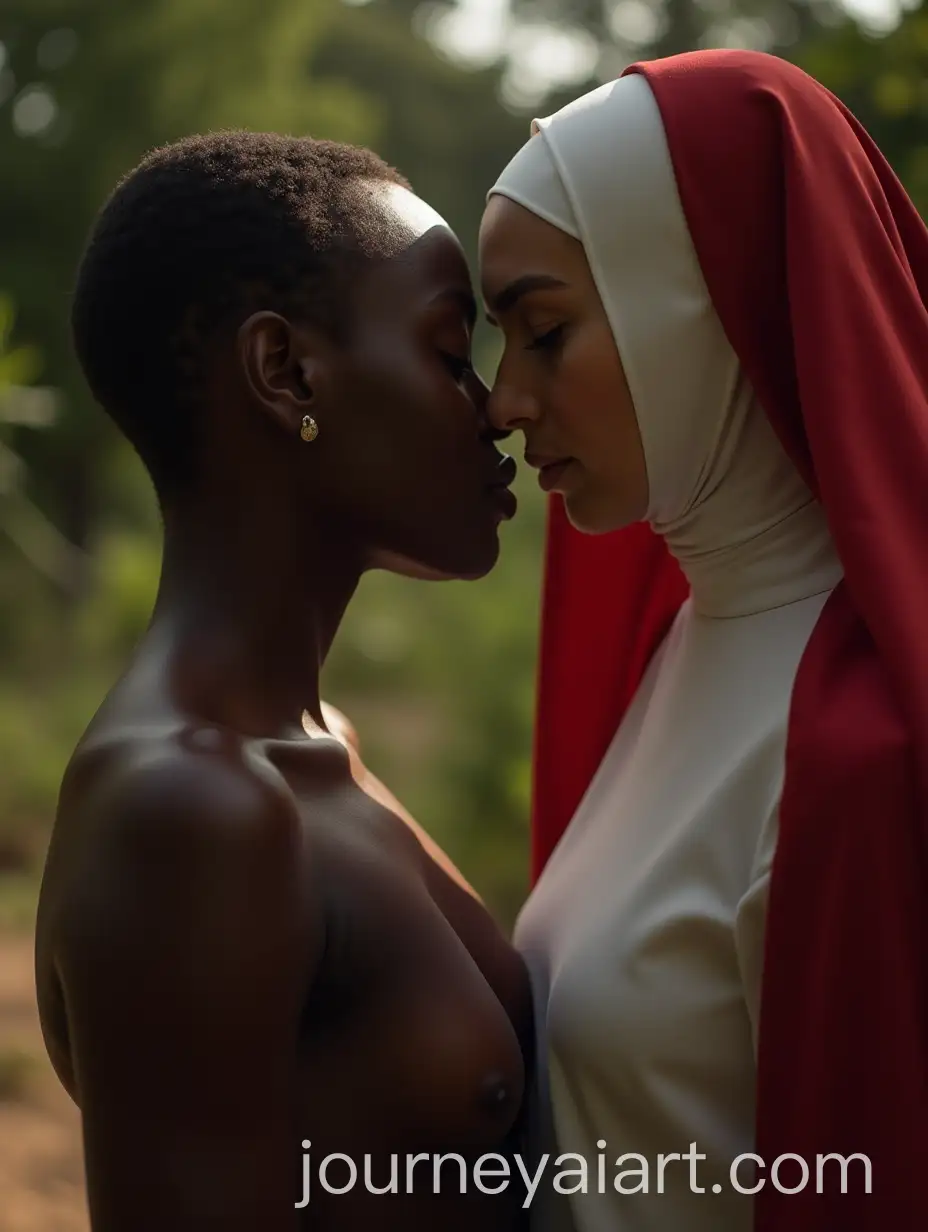 CloseUp-of-African-Girl-and-Nun-in-Garden-at-Daybreak