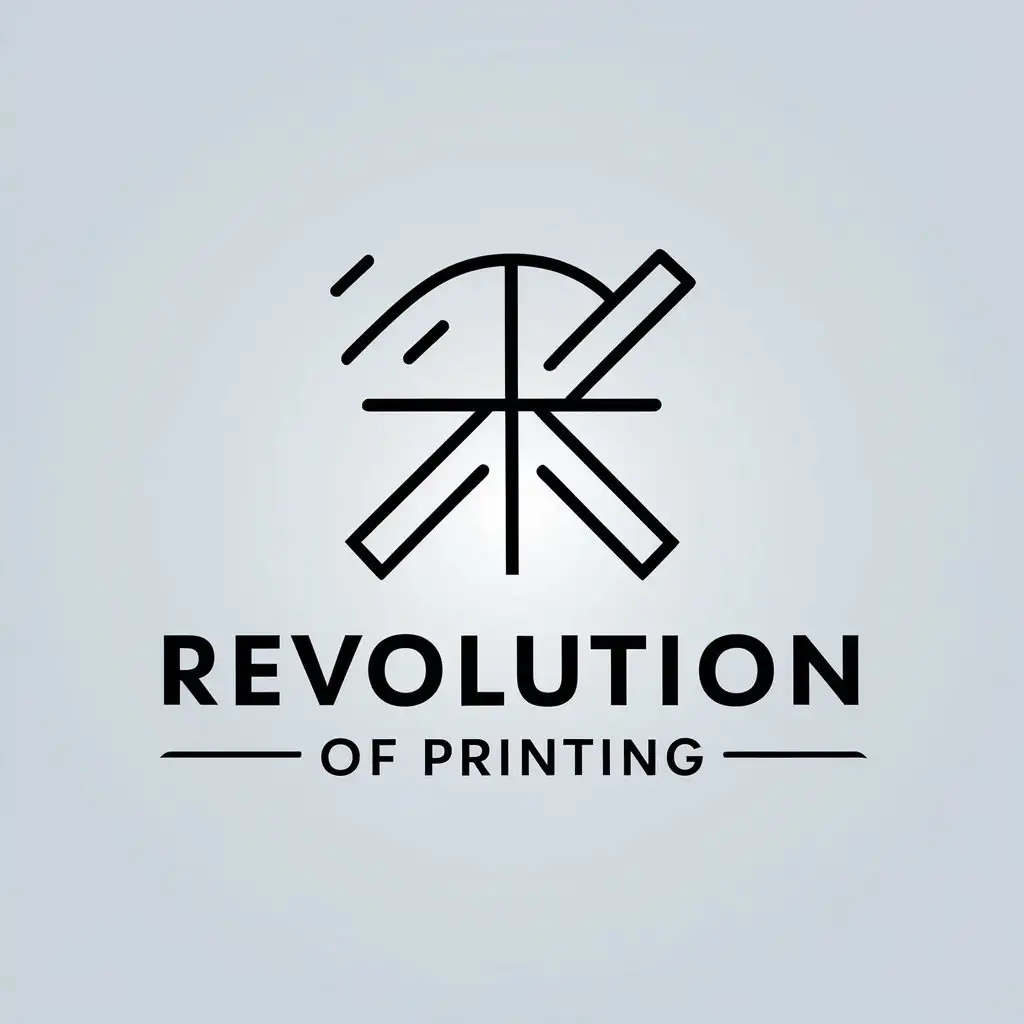 a vector logo design,with the text "revolution of printing", main symbol:reprin,Minimalistic,clear background